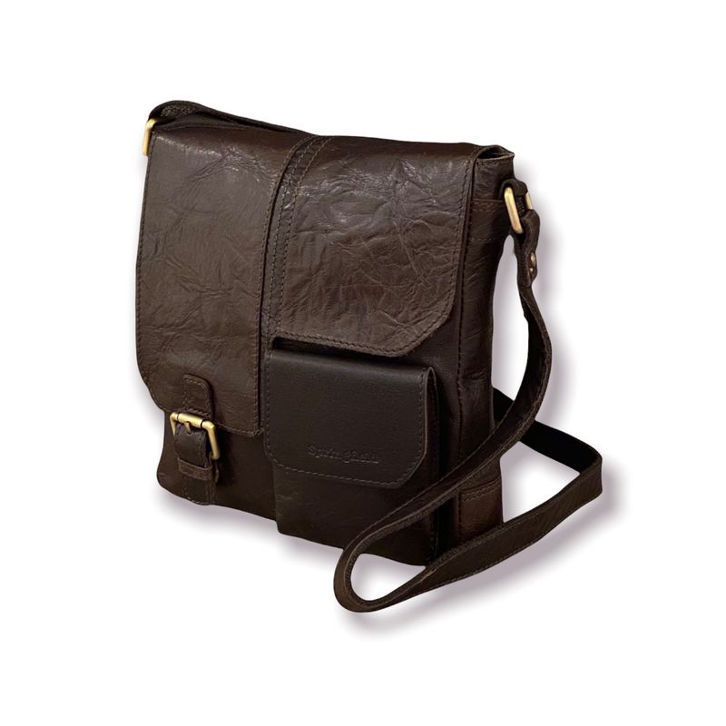 Springfield flapp/crossoverveske i skinn i brown