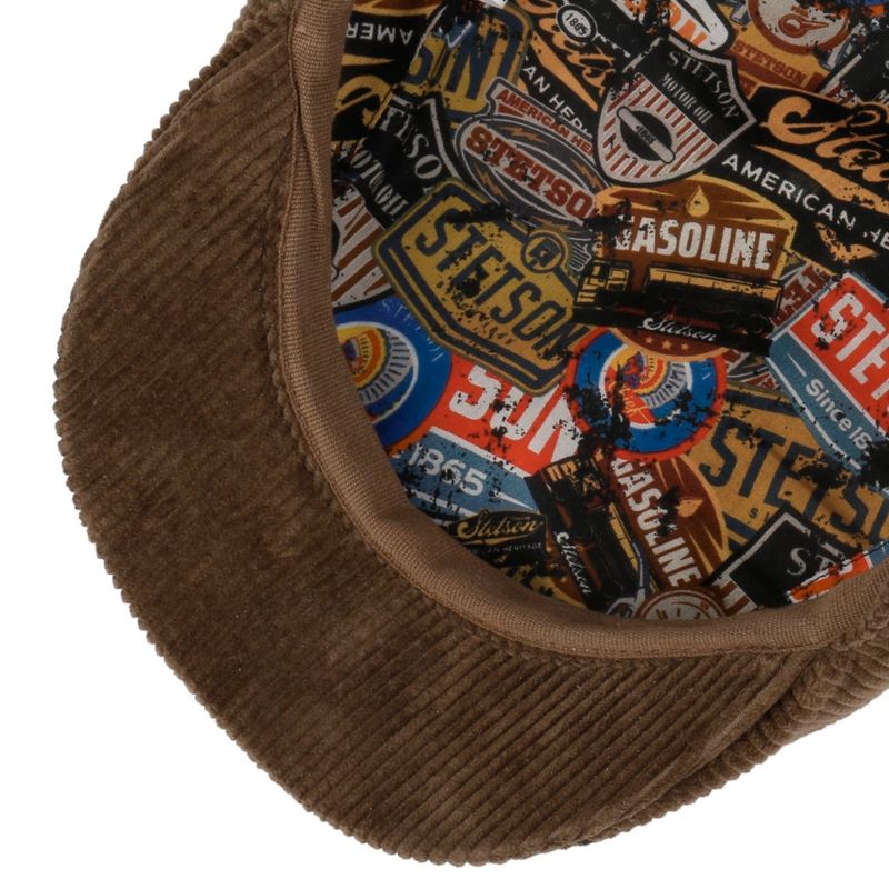 Stetson Panel Carson Cord Flat Cap Brown