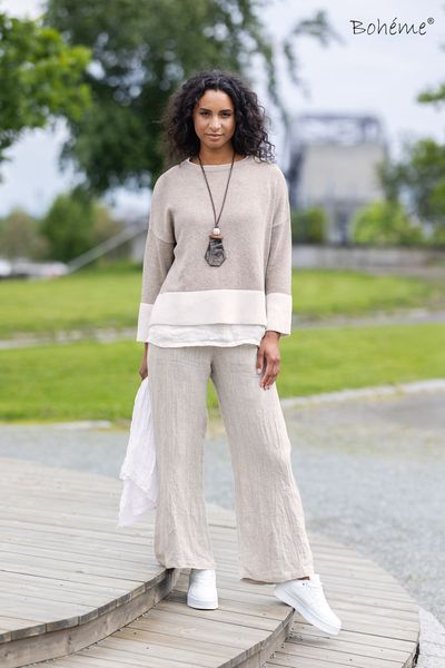 Hovedbilde Boheme Linbukse i Fargen Sand