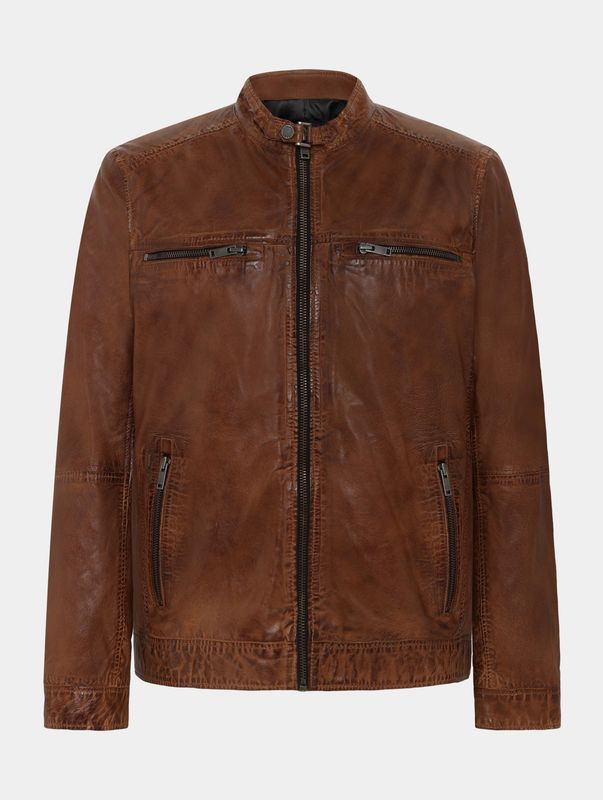 Saki Widar Biker Lammeskinnsjakke i Deep Brandy