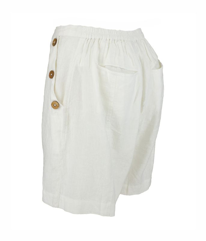 Boheme Linshorts M/Knapper i White