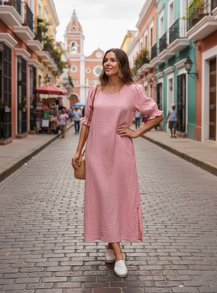 Hovedbilde Makeløs Sandnes Lang Linkjole i Dusty Pink