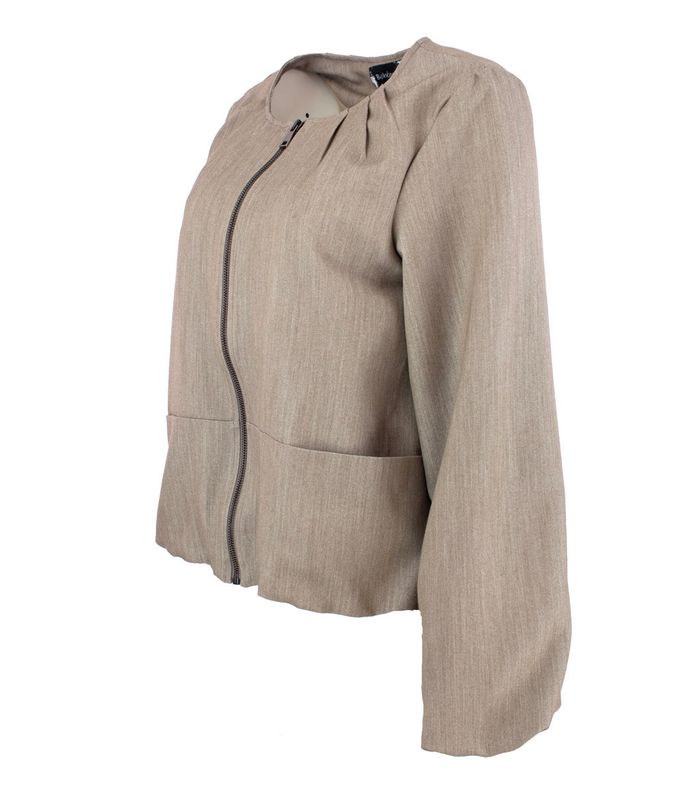 Boheme Kort Jakke M/ Rund Hals i Taupe