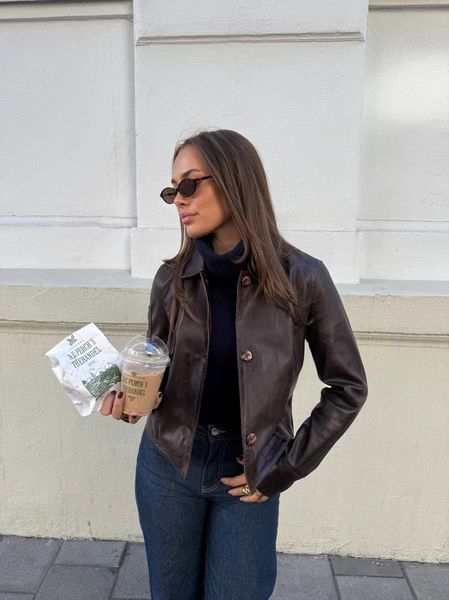 Hovedbilde Clermonte Allie Lammeskinnsjakke i Dark Brown