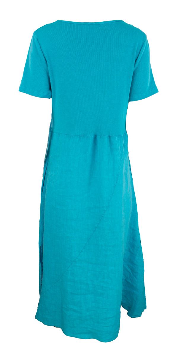 Boheme Lang Linkjole M/Bomullsribb på Ryggen og kort Arm i Turquoise