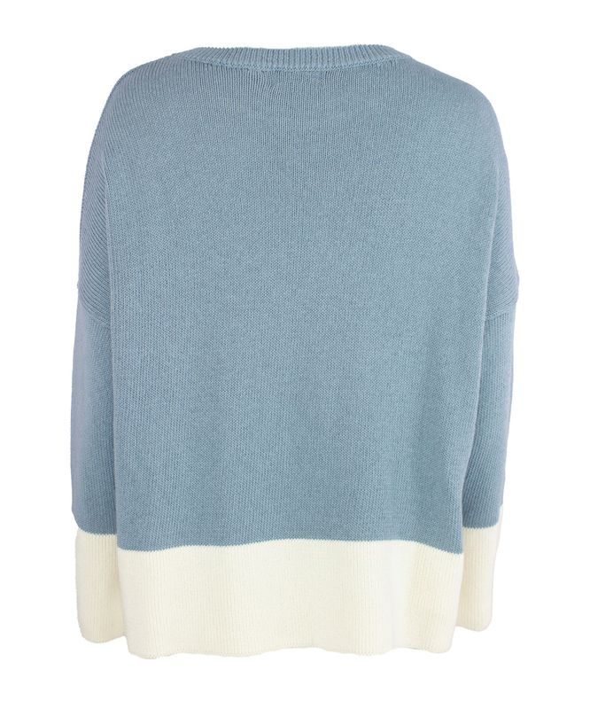 Boheme Genser Bomullsmix 2 Farget Sterling Blue/Offwhite