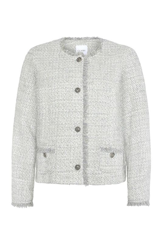 Claire Elliana Kort Jakke i Soft Grey Melange