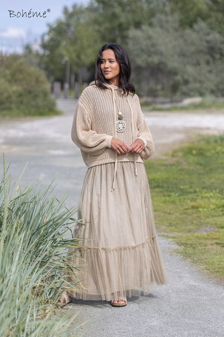 Hovedbilde Boheme Langt Chiffonskjørt i Beige