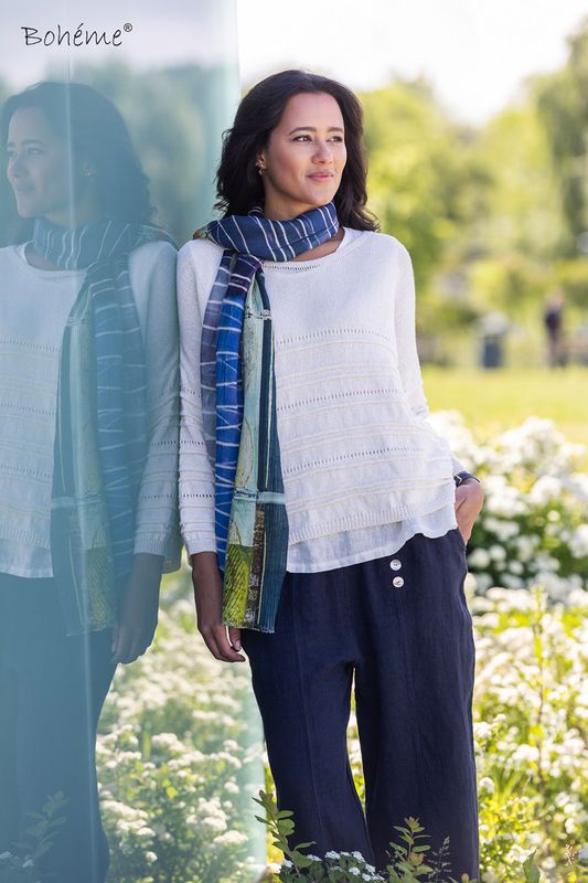 Boheme Linbukse M/Knapper i Navy