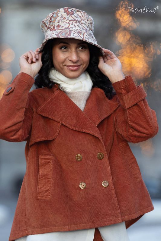 Boheme Kort jakke i Kordfløyel Burnt Orange