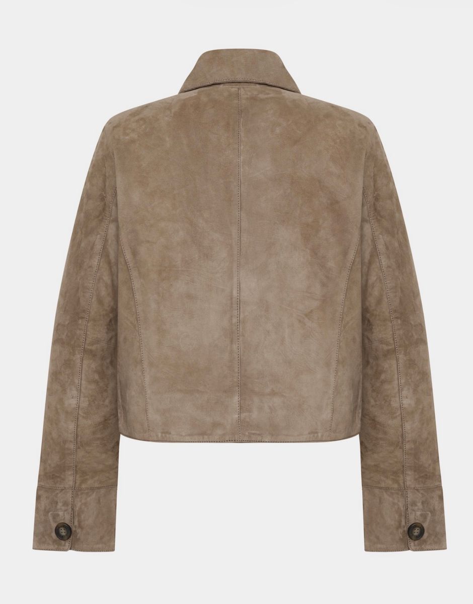 Saki Thea Goat Suede Skinnjakke i Mocha Cream 