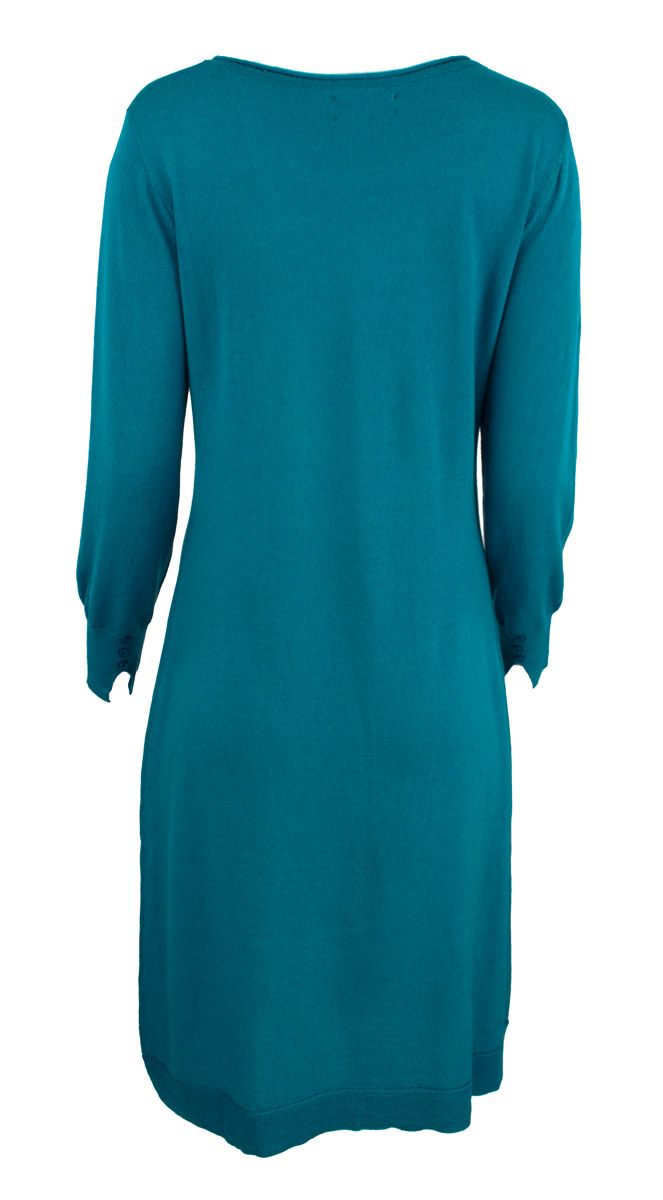 Boheme Kjole M/Rund Hals i 100% Merino Petrol Blue