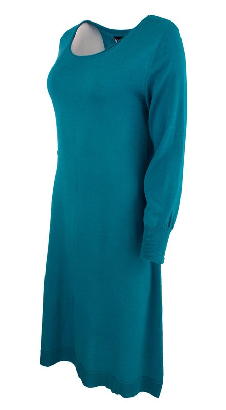 Boheme Kjole M/Rund Hals i 100% Merino Petrol Blue