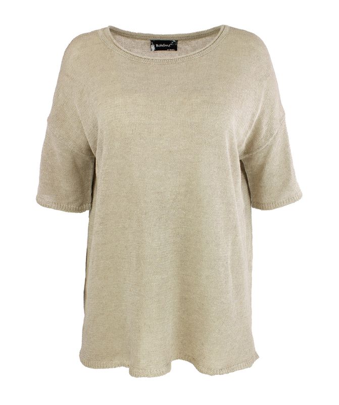 Boheme Lingenser Kort Arm og Rund Hals i Sand
