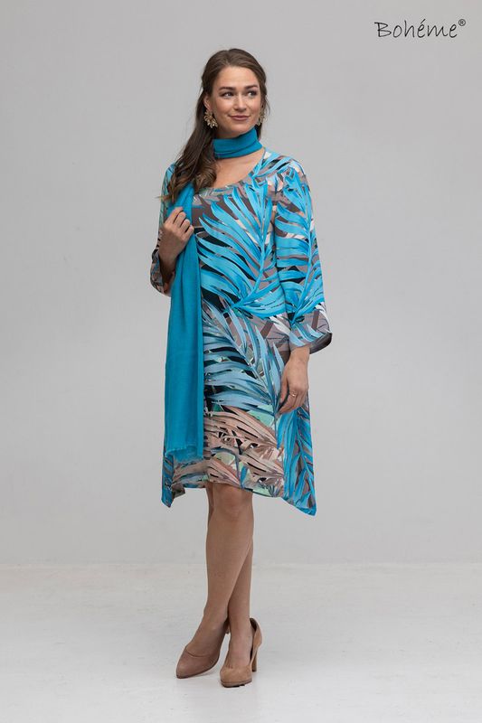 Boheme Skjerf i Viskose/Lin Turquoise